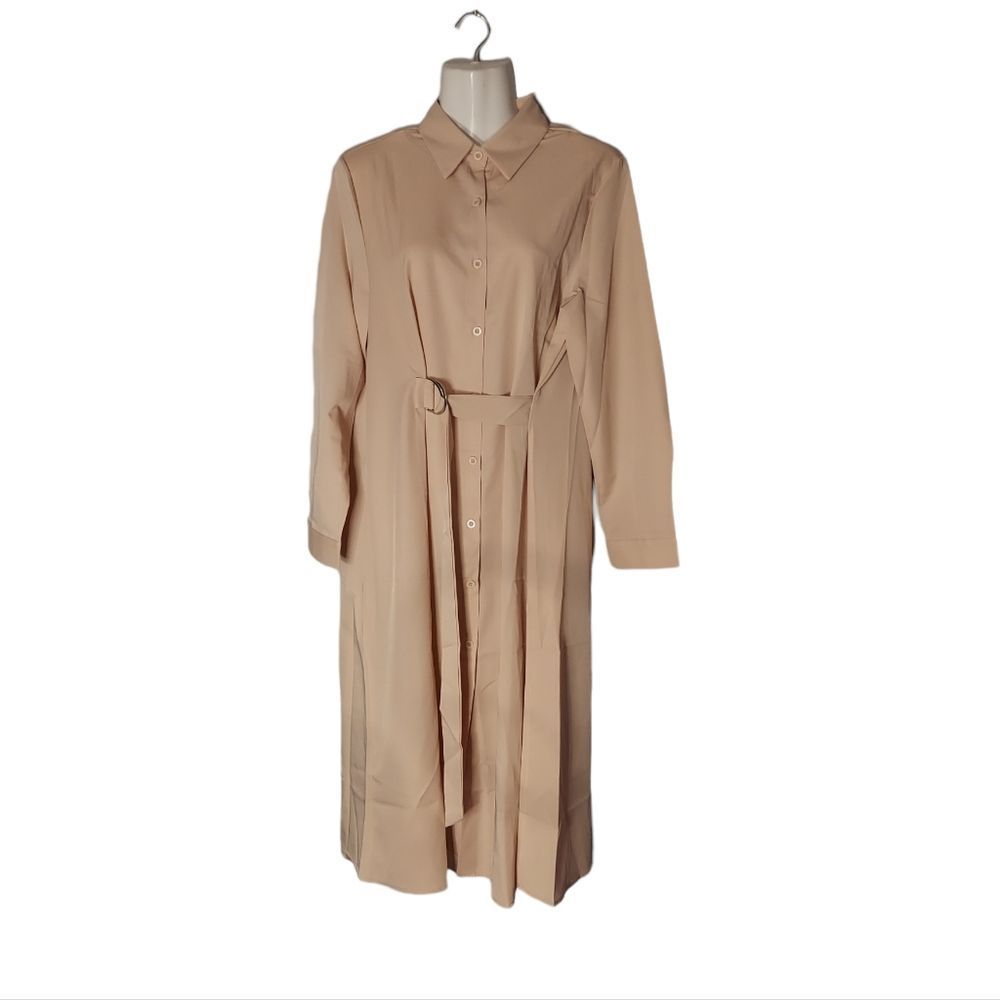 Puff-Sleeve Buckled Midi A-Line Dress - Picture 2 of 10